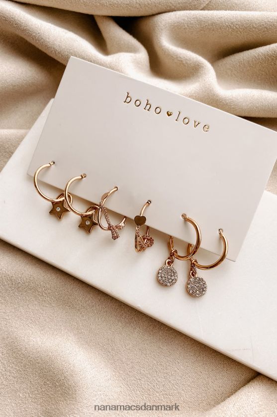 afgjort charmerende 3-delt charm/hoop øreringepakke NanaMacs XJPBDL4255 guld