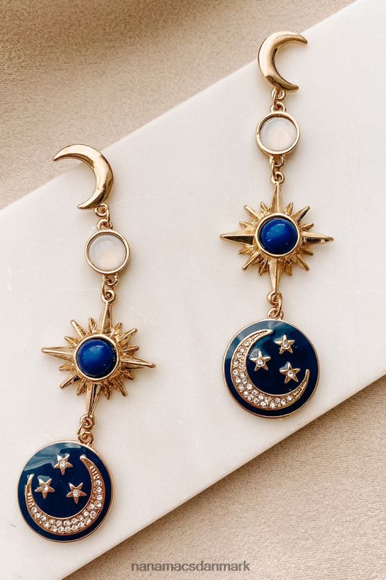 alle mine stjerner dingler stjerne- og måne-øreringe NanaMacs XJPBDL4340 guld/marine
