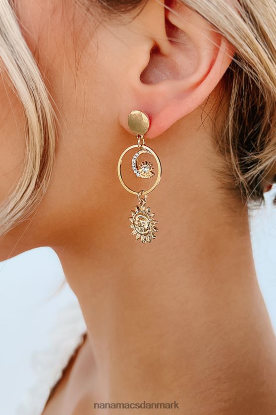 belysning min vej sol måne dingle øreringe NanaMacs XJPBDL4252 guld