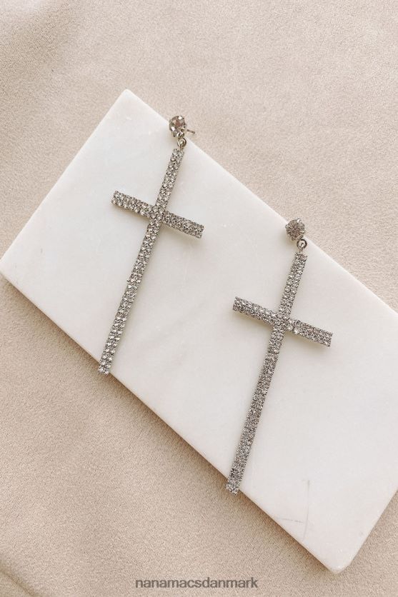 holde troen rhinsten kors øreringe NanaMacs XJPBDL4304 sølv