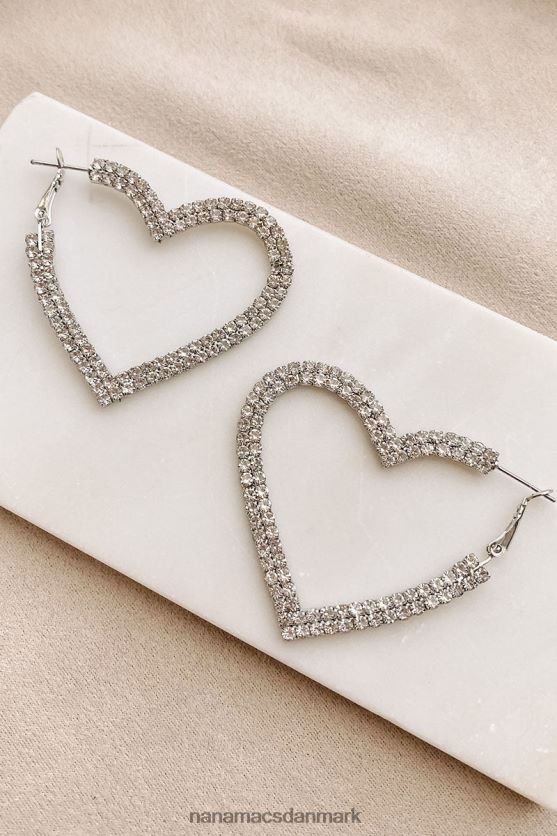 kun de glamourøse rhinestone hjertering øreringe NanaMacs XJPBDL4301 sølv