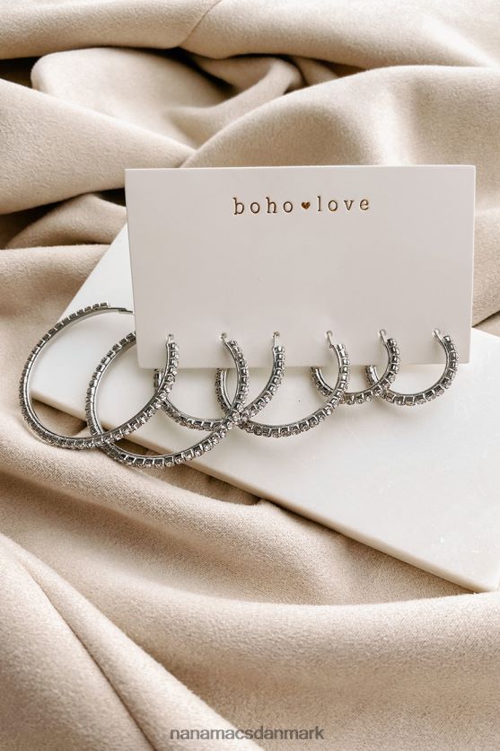 levende lysende rhinestone hoop øreringepakke NanaMacs XJPBDL4250 sølv