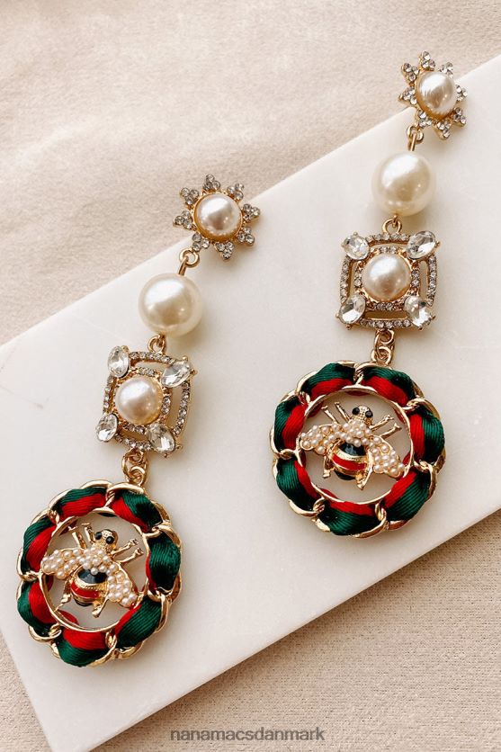 queen to bee statement øreringe NanaMacs XJPBDL4342 rød/grøn