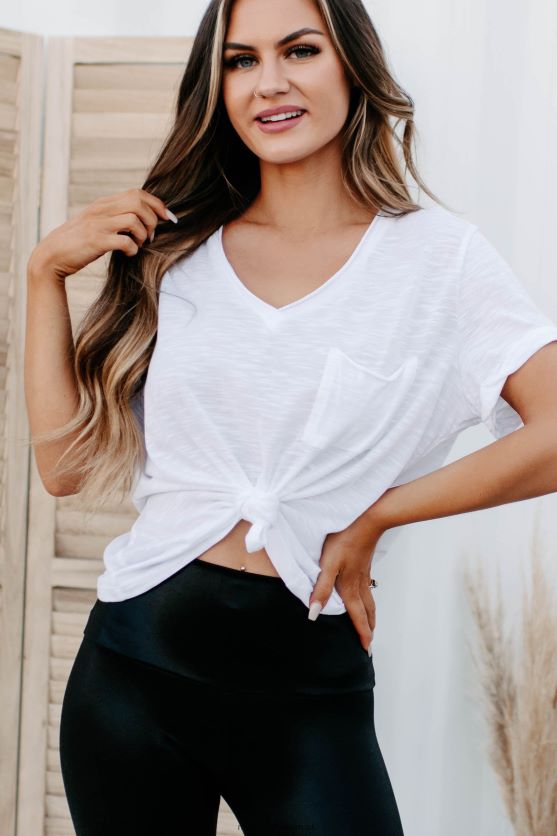 chasing memories v-hals lomme-t-shirt NanaMacs XJPBDL717 hvid