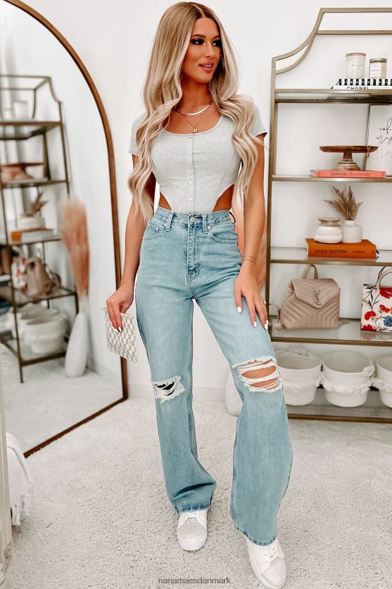 hottie on the move knap-front cropped corset tee NanaMacs XJPBDL1348 gråmeleret