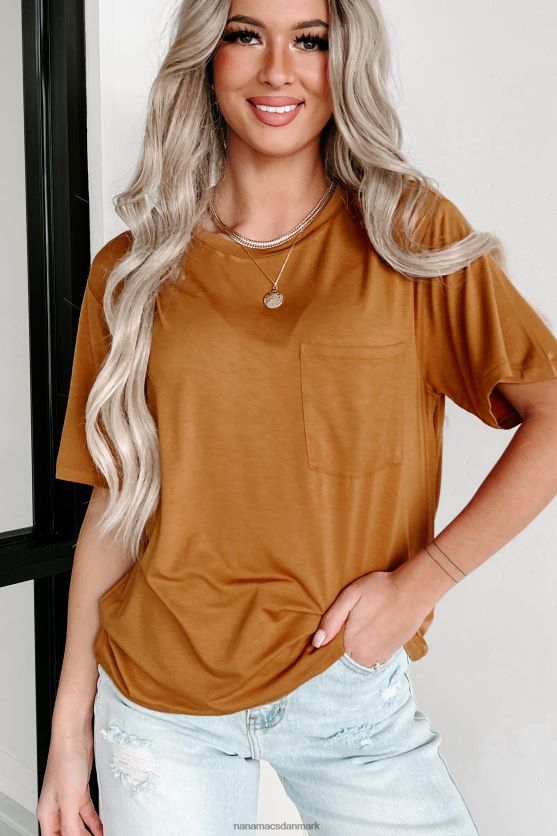 kortærmet T-shirt med rund hals NanaMacs XJPBDL626 brunt sukker