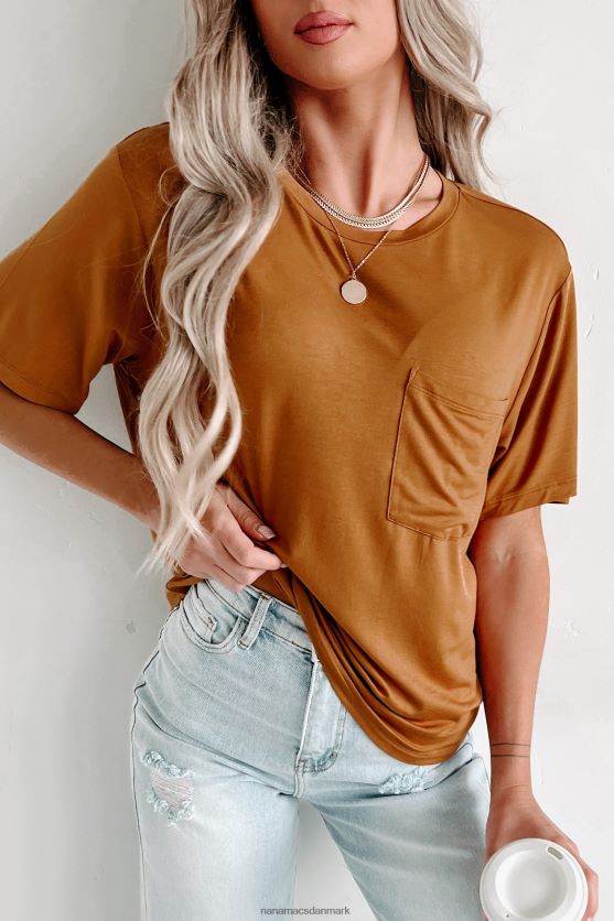 kortærmet T-shirt med rund hals NanaMacs XJPBDL626 brunt sukker