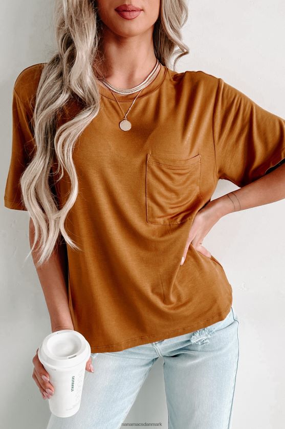 kortærmet T-shirt med rund hals NanaMacs XJPBDL626 brunt sukker