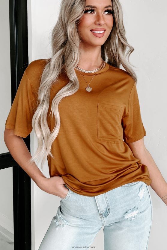 kortærmet T-shirt med rund hals NanaMacs XJPBDL626 brunt sukker