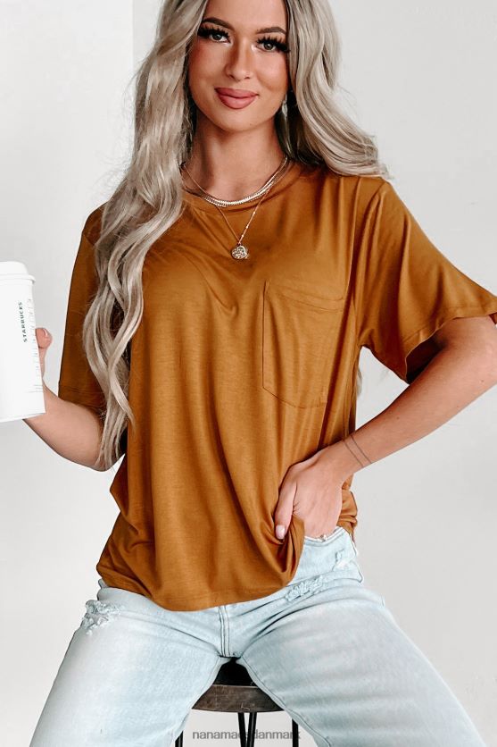 kortærmet T-shirt med rund hals NanaMacs XJPBDL626 brunt sukker