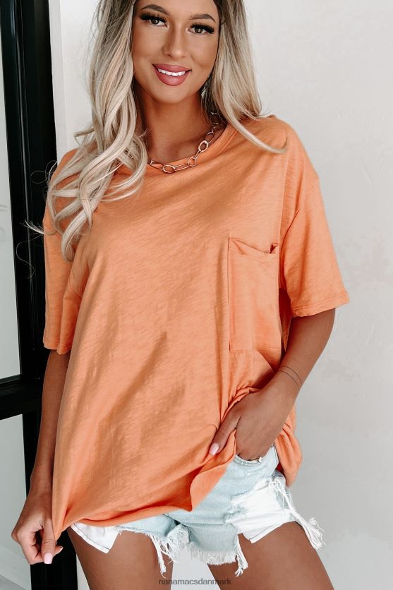 oversized slub strik lomme-t-shirt NanaMacs XJPBDL591 abrikos