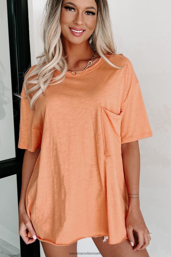 oversized slub strik lomme-t-shirt NanaMacs XJPBDL591 abrikos
