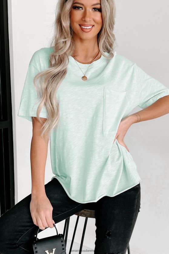 oversized slub strik lomme-t-shirt NanaMacs XJPBDL696 lys mynte