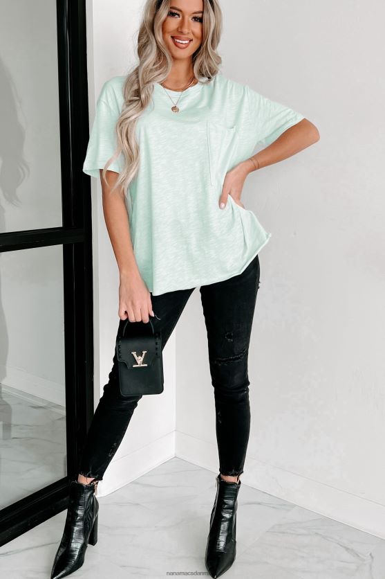 oversized slub strik lomme-t-shirt NanaMacs XJPBDL696 lys mynte