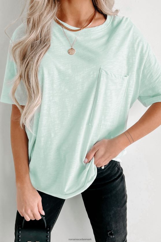 oversized slub strik lomme-t-shirt NanaMacs XJPBDL696 lys mynte