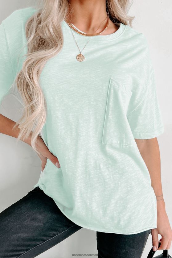 oversized slub strik lomme-t-shirt NanaMacs XJPBDL696 lys mynte