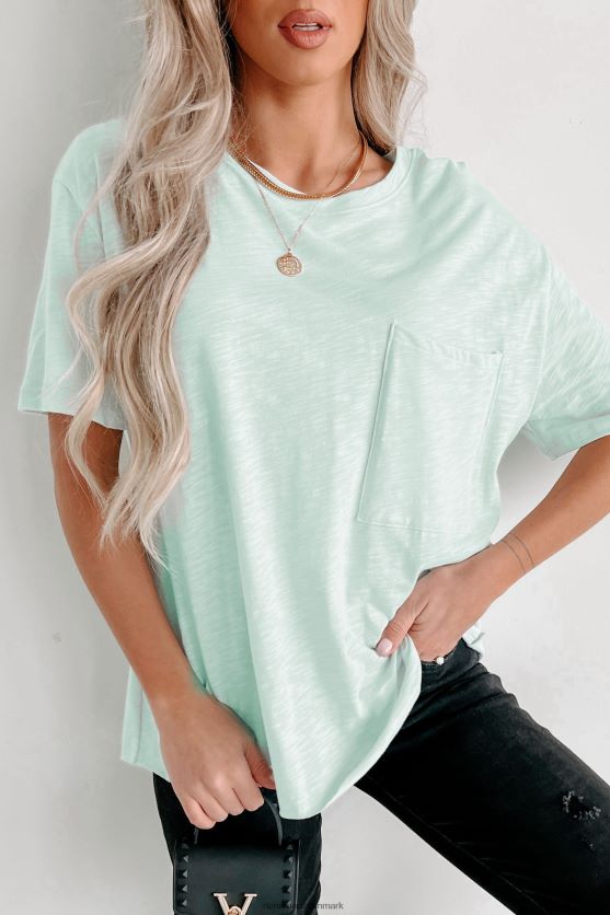 oversized slub strik lomme-t-shirt NanaMacs XJPBDL696 lys mynte