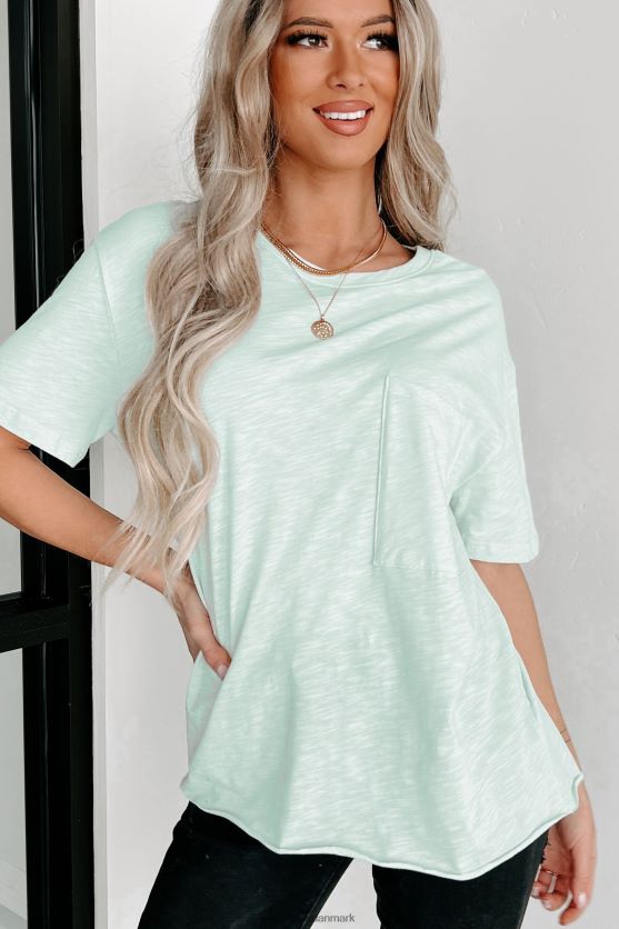 oversized slub strik lomme-t-shirt NanaMacs XJPBDL696 lys mynte