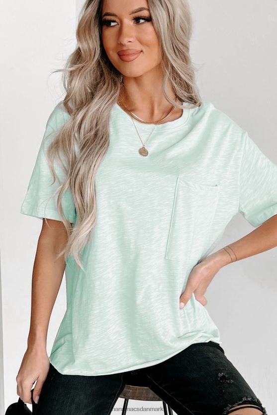 oversized slub strik lomme-t-shirt NanaMacs XJPBDL696 lys mynte