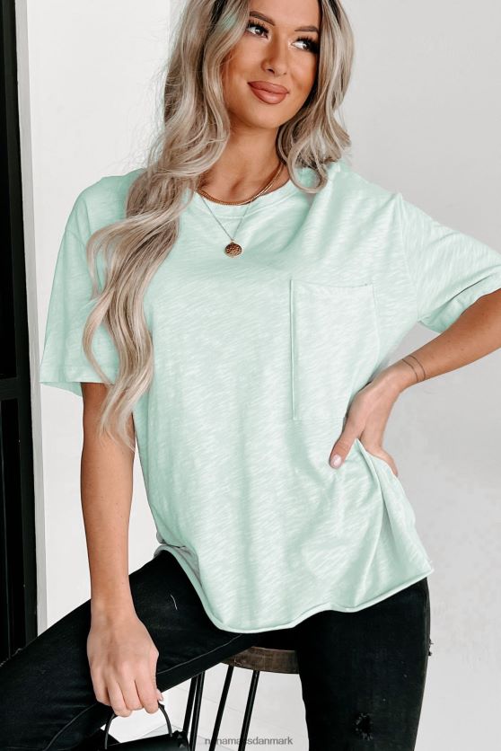 oversized slub strik lomme-t-shirt NanaMacs XJPBDL696 lys mynte