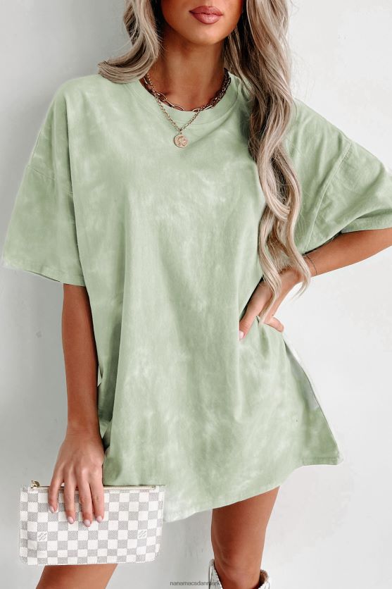 oversized tie-dye t-shirt med distressing NanaMacs XJPBDL695 pastelgrøn