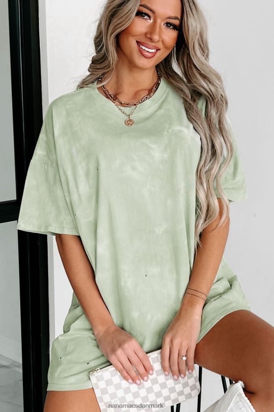 oversized tie-dye t-shirt med distressing NanaMacs XJPBDL695 pastelgrøn