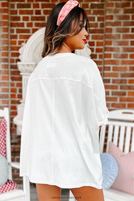 amerikansk cutie oversized patch grafisk top NanaMacs XJPBDL952 hvid