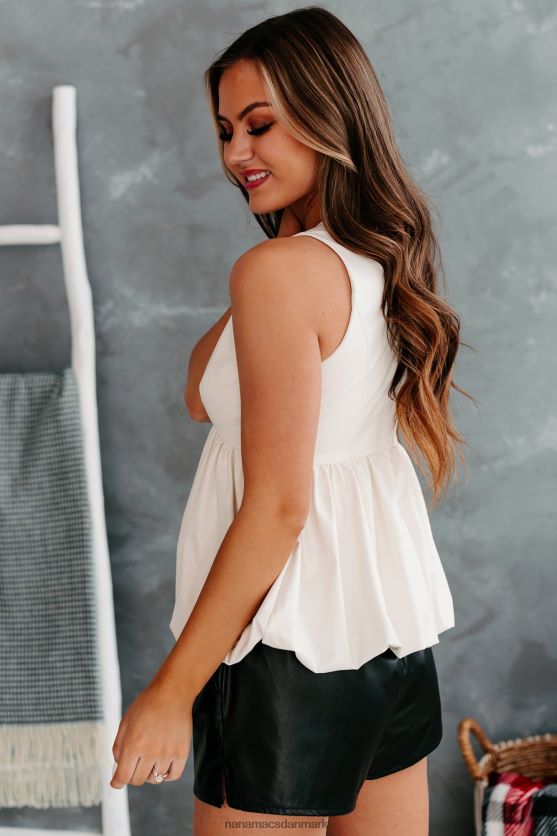 egoistiske hensigter i imiteret læder boblesøm top NanaMacs XJPBDL985 fløde