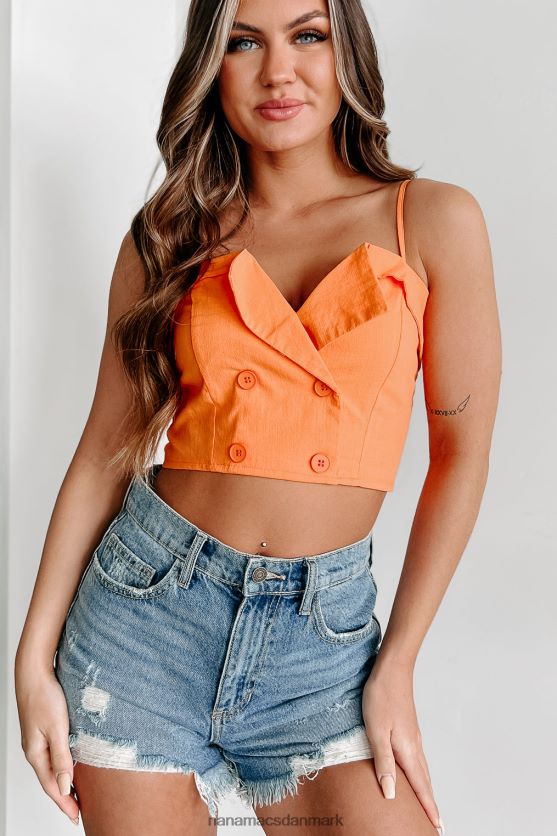 få en lys idé knap detalje cropped top NanaMacs XJPBDL821 orange