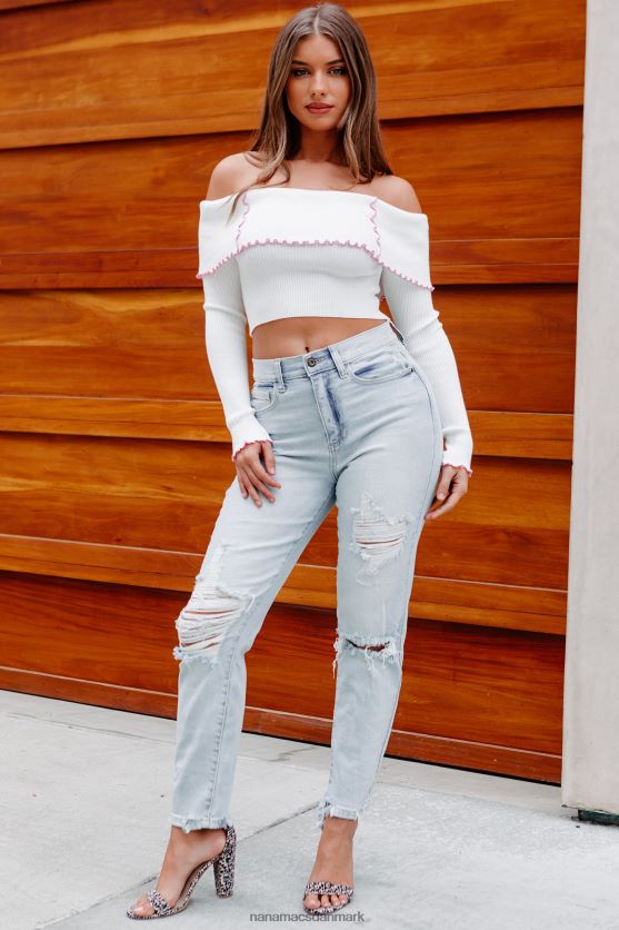 flyt den langs skulderen med langærmet top NanaMacs XJPBDL1786 off white