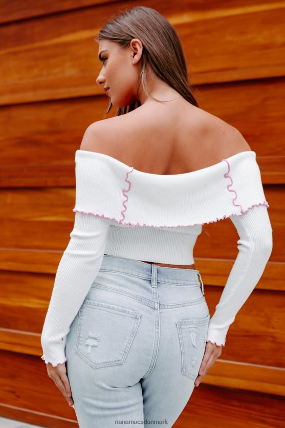 flyt den langs skulderen med langærmet top NanaMacs XJPBDL1786 off white