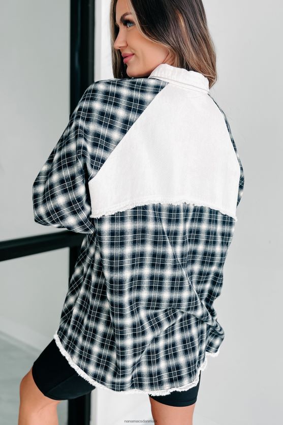 forløsende funktion blander medier langærmet top NanaMacs XJPBDL1761 creme/sort