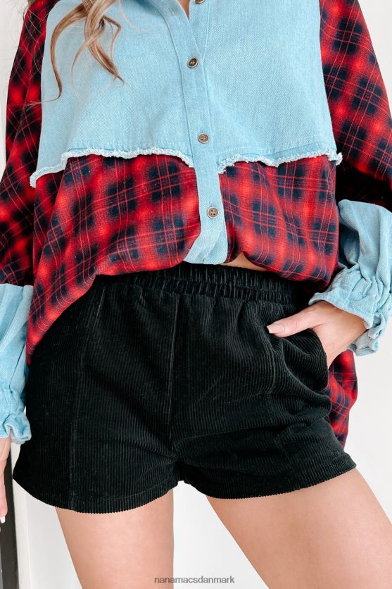 forløsende funktion blander medier langærmet top NanaMacs XJPBDL1762 rød/denim