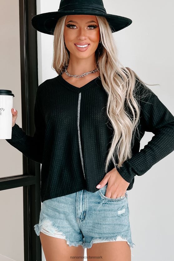 god track record langærmet vaffeltop NanaMacs XJPBDL936 sort