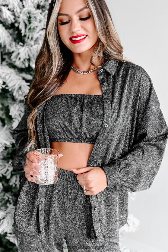 åh så begavet glitter langærmet top NanaMacs XJPBDL187 sort