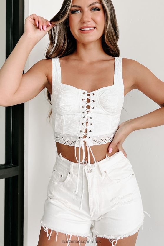 karismatisk skønhed korsettop med snørehuller NanaMacs XJPBDL783 off white