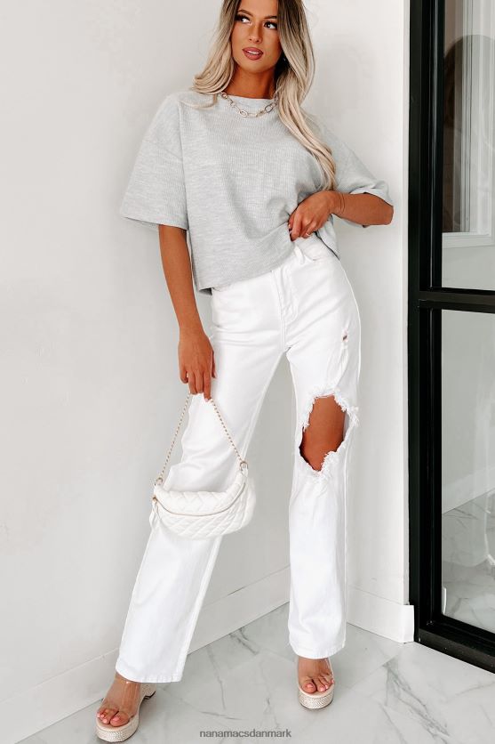 kortærmet top med ledning NanaMacs XJPBDL595 lys gråmeleret