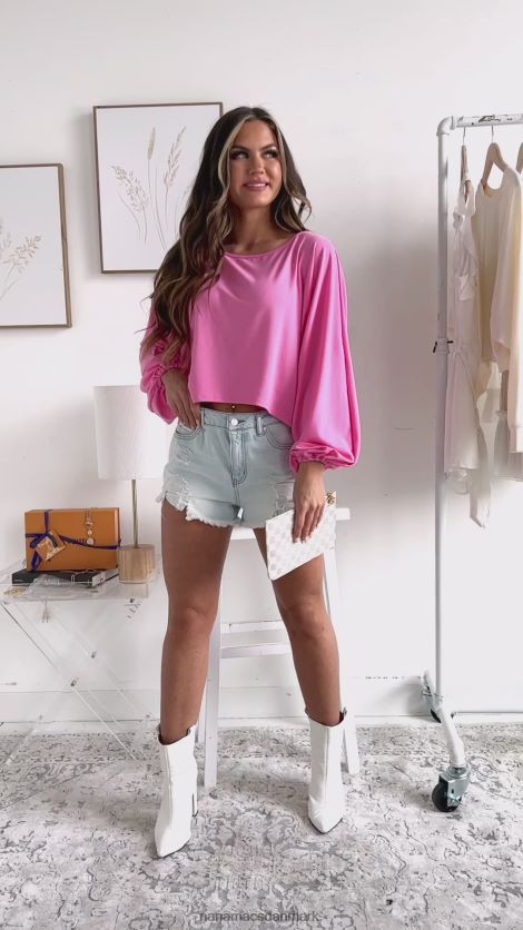 long lost love høj-lav dolman ærmer toppe NanaMacs XJPBDL547 lyserød