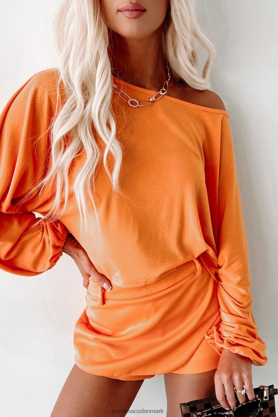 long lost love høj-lav dolman ærmet top NanaMacs XJPBDL590 orange