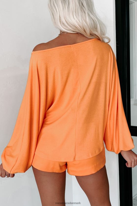 long lost love høj-lav dolman ærmet top NanaMacs XJPBDL590 orange