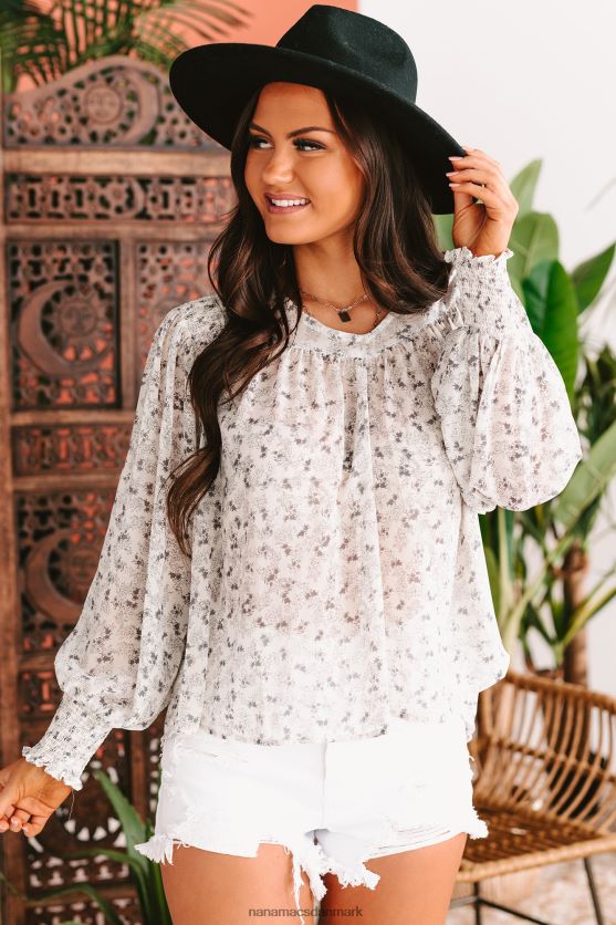 mid-week mantra langærmet top med print NanaMacs XJPBDL992 off white