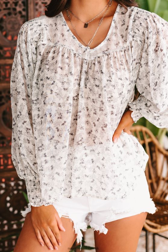 mid-week mantra langærmet top med print NanaMacs XJPBDL992 off white