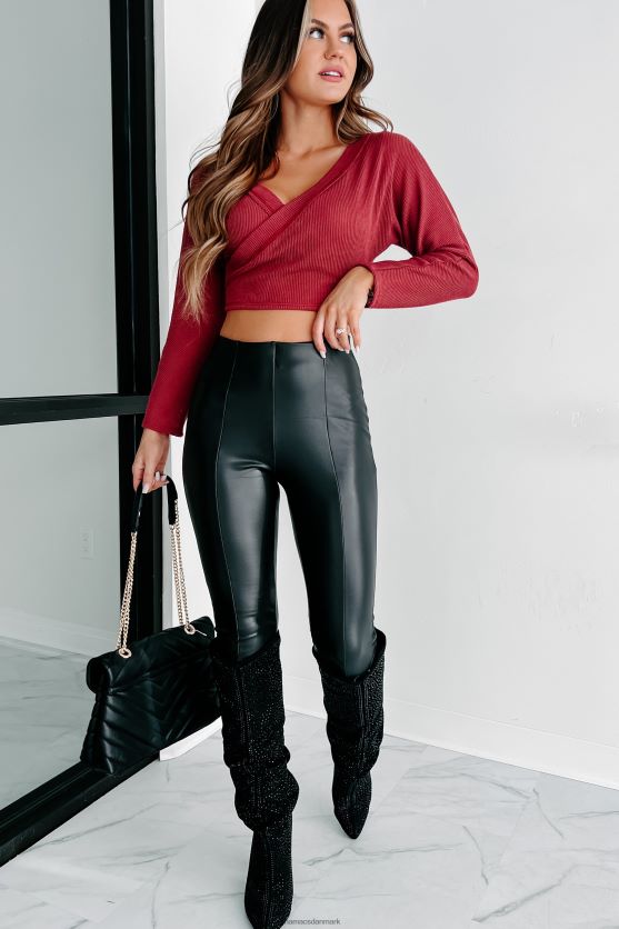 one move surplice langærmet top NanaMacs XJPBDL929 rød brun