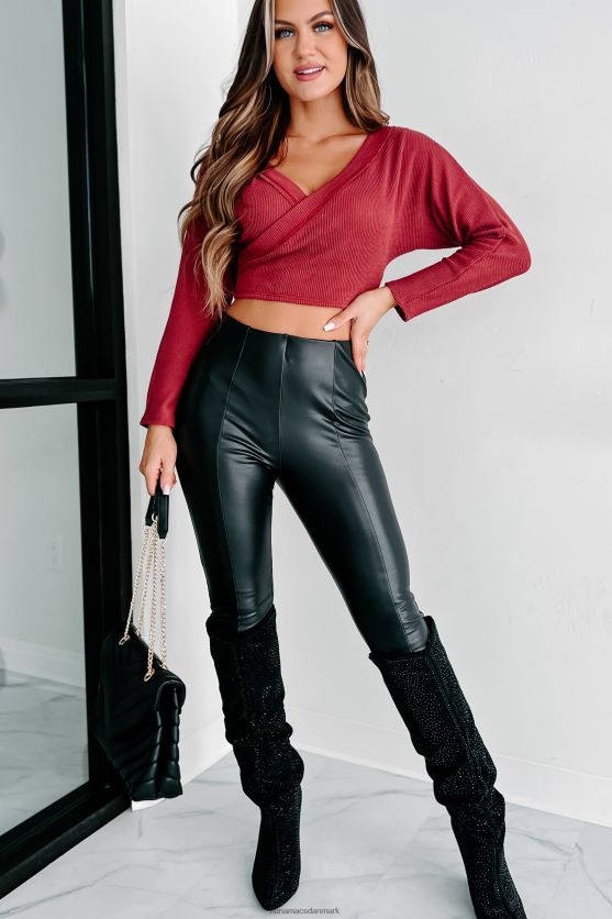 one move surplice langærmet top NanaMacs XJPBDL929 rød brun