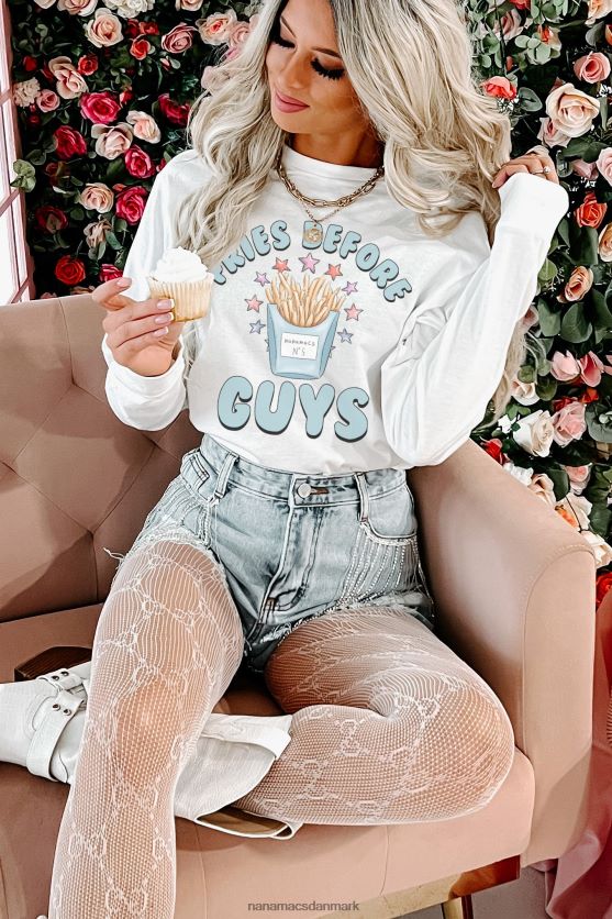 pommes frites før fyre grafik - flere skjorte muligheder NanaMacs XJPBDL897 hvid