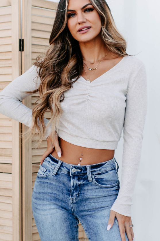 sammenflettet rynket langærmet top NanaMacs XJPBDL934 havregryn