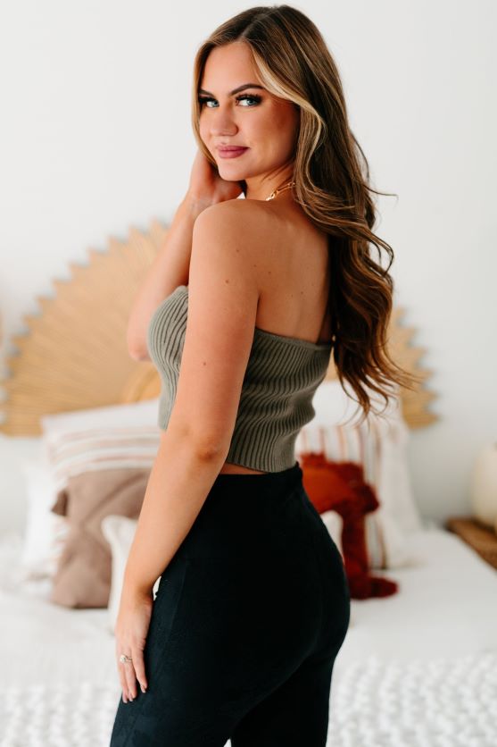 tester min tålmodighed sweater strik tube top NanaMacs XJPBDL1502 lys oliven