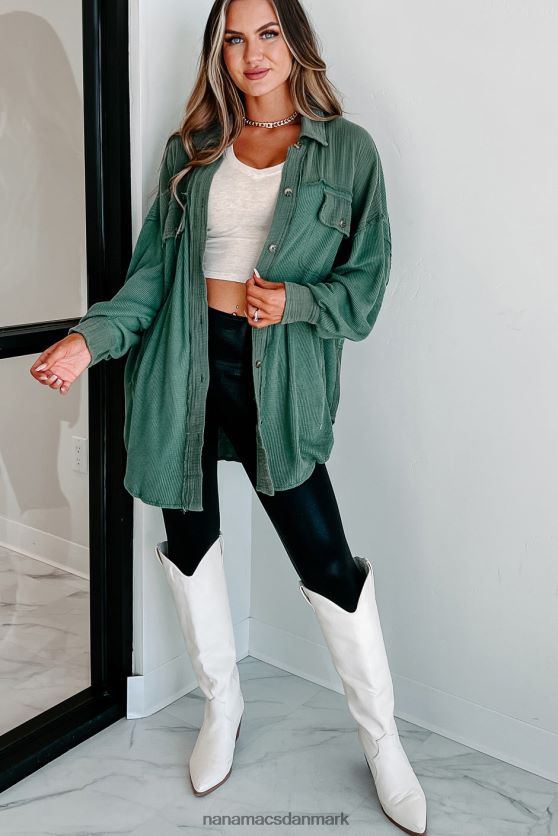 tjek din attitude oversized skjorte i blandet stof NanaMacs XJPBDL1768 grøn