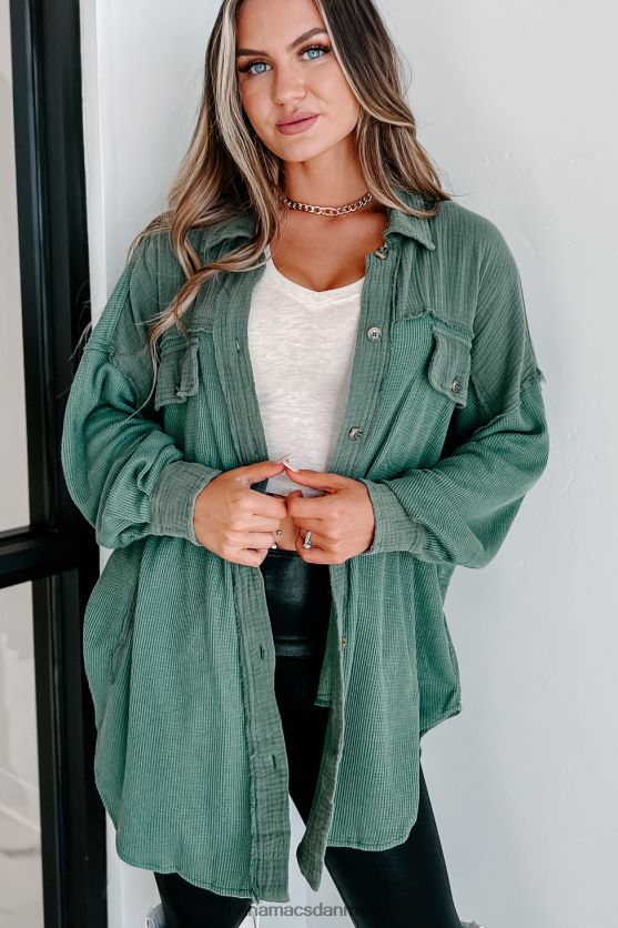 tjek din attitude oversized skjorte i blandet stof NanaMacs XJPBDL1768 grøn