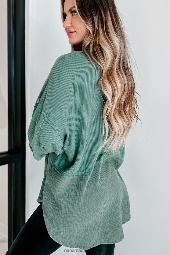 tjek din attitude oversized skjorte i blandet stof NanaMacs XJPBDL1768 grøn